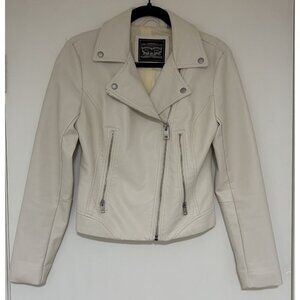 Levi's Cream Leather Moto Jacket